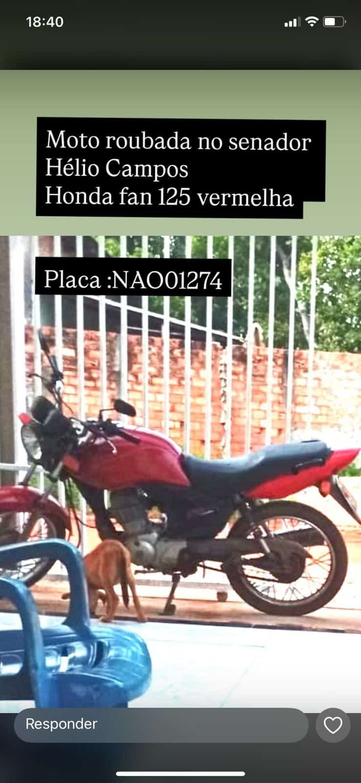 Honda CG 125 furtada em Boa Vista