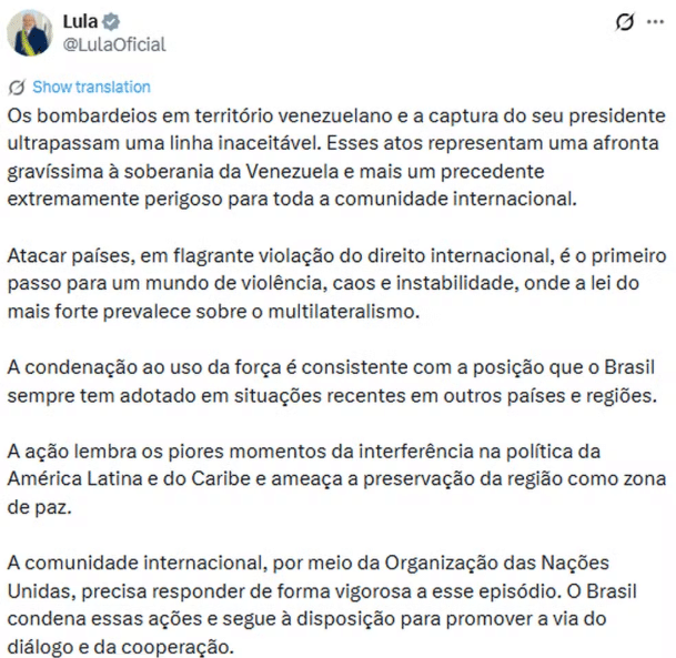 Captura de Nicolás Maduro versão de lula