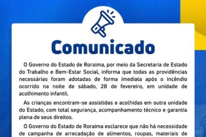 Governo desmente campanha para abrigo infantil