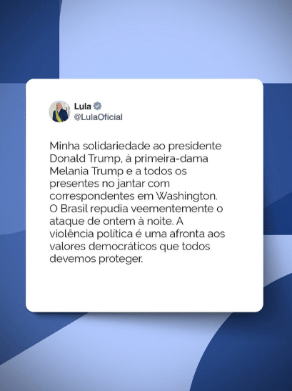 Pronunciamento de Lula sobre ataque nos EUA