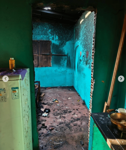 casa incendiada por homem em São João da Baliza