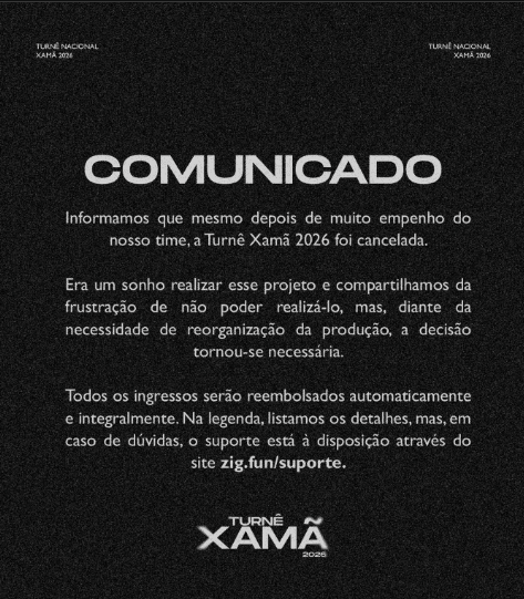 Turnê de Xamã cancelada foi por falta de público