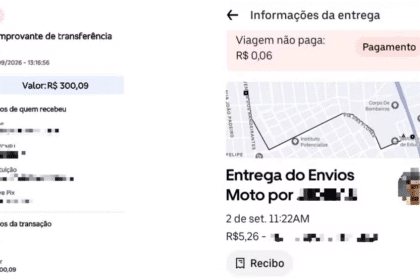 Entregador retém R$ 300 recebidos por engano e diz a aplicativo que corrida de R$ 5 não foi paga. Caso é registrado como golpe do PIX em Boa Vista.